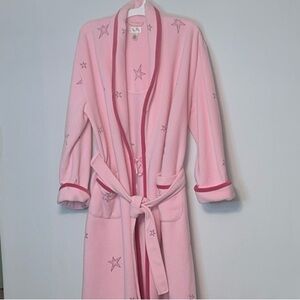 Classic Elements Women’s Pink Robe L 14-16 Fleece Cozy Soft With Celestial Stars